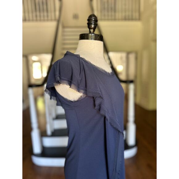 VeraWang Blue Tank Dress ChiffonTrim Fall Spring Summer Office Church Minimalist - Picture 10 of 14